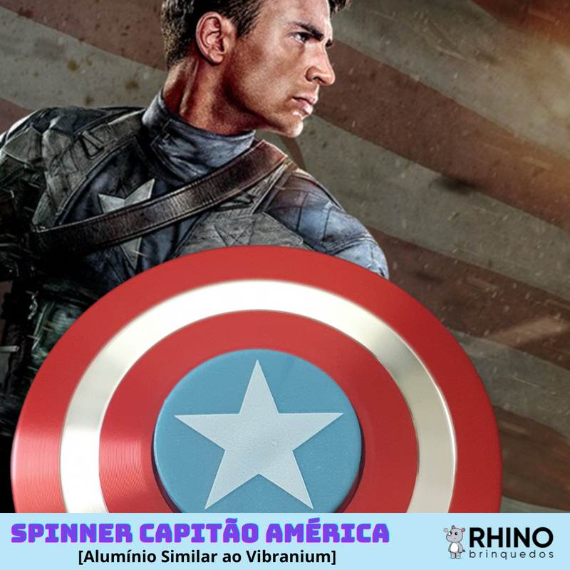 Spinner Escudo Capitão América em Miniatura - [Alumínio Similar ao Vibranium]