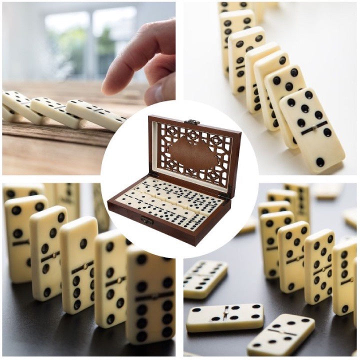 Jogo de Domino Profissional - 28 Peças + Caixa Luxo Madeira (BRINDE)